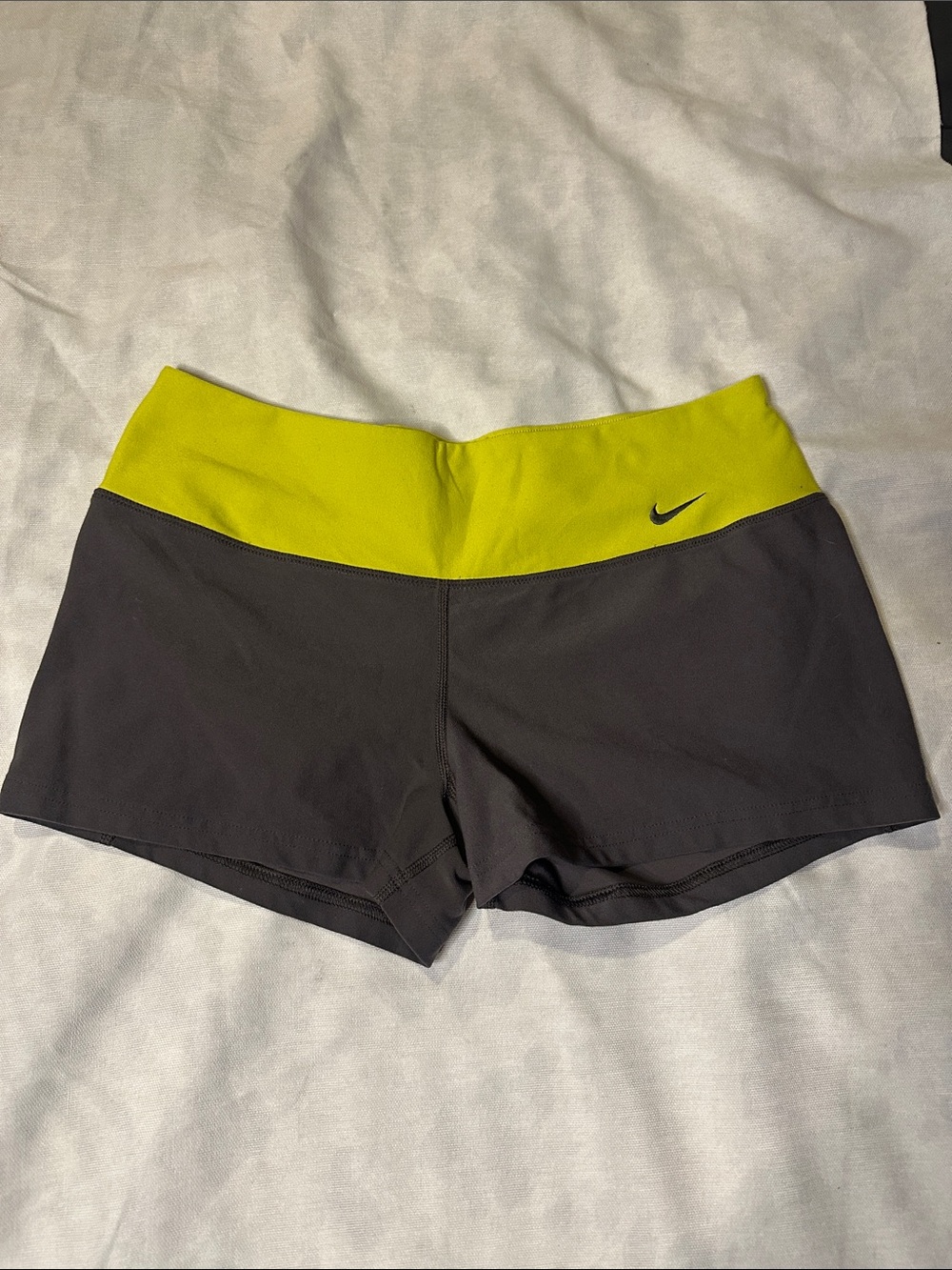 Nike Women’s Charcoal Athletic Shorts Low rise with Lime Waistband